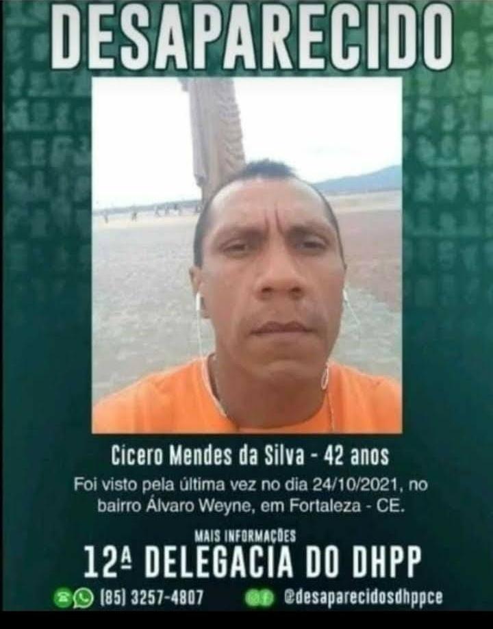 Cícero Mendes da Silva, 42 anos, desaparecido há 4 meses no Ceará