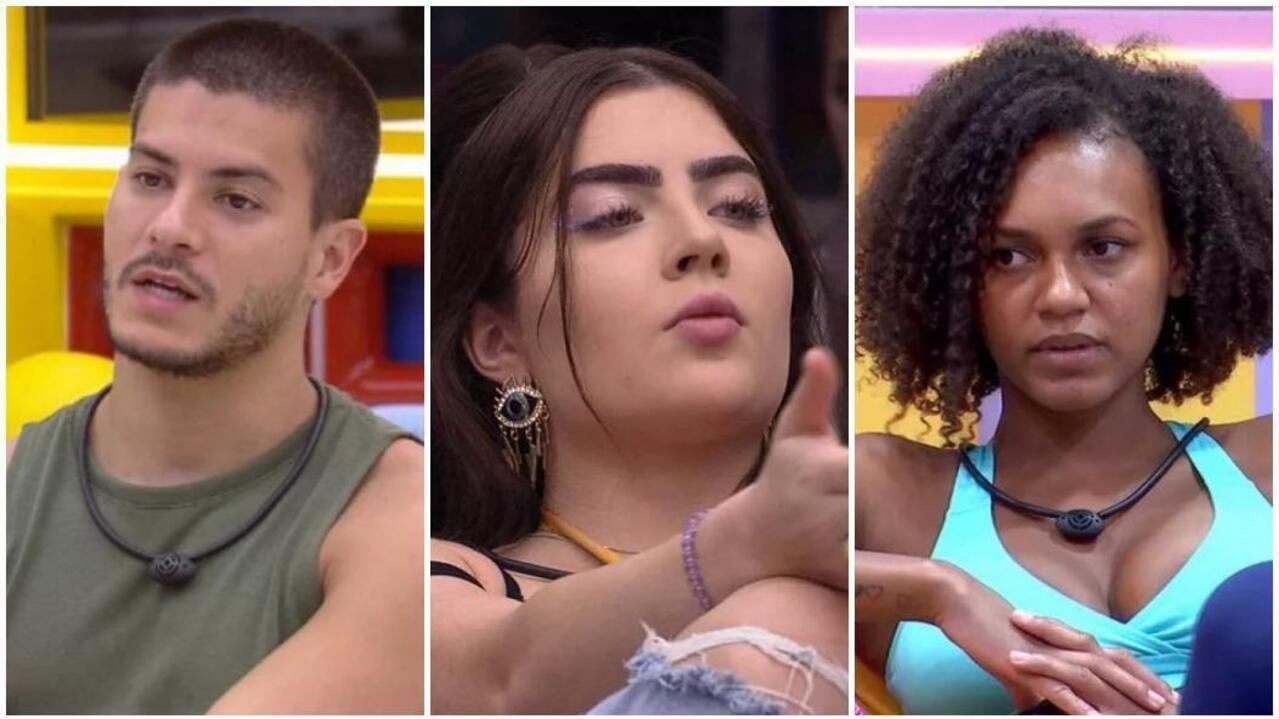 Enquete do BBB 22 com Arthur Aguiar, Jade Picon e Jessilane no paredão.