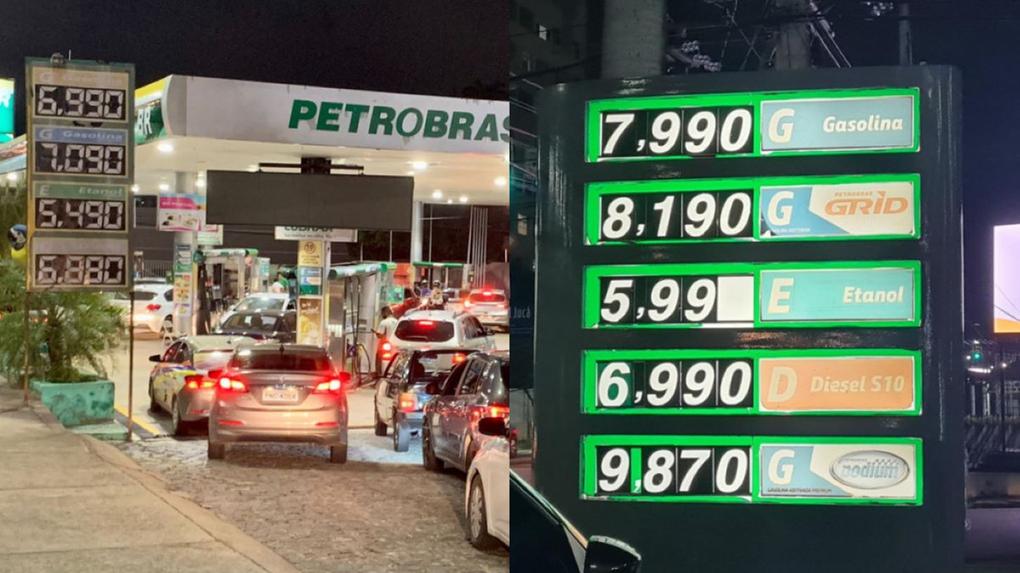 postos de gasolina com preço elevado em fortaleza, com fila de carros