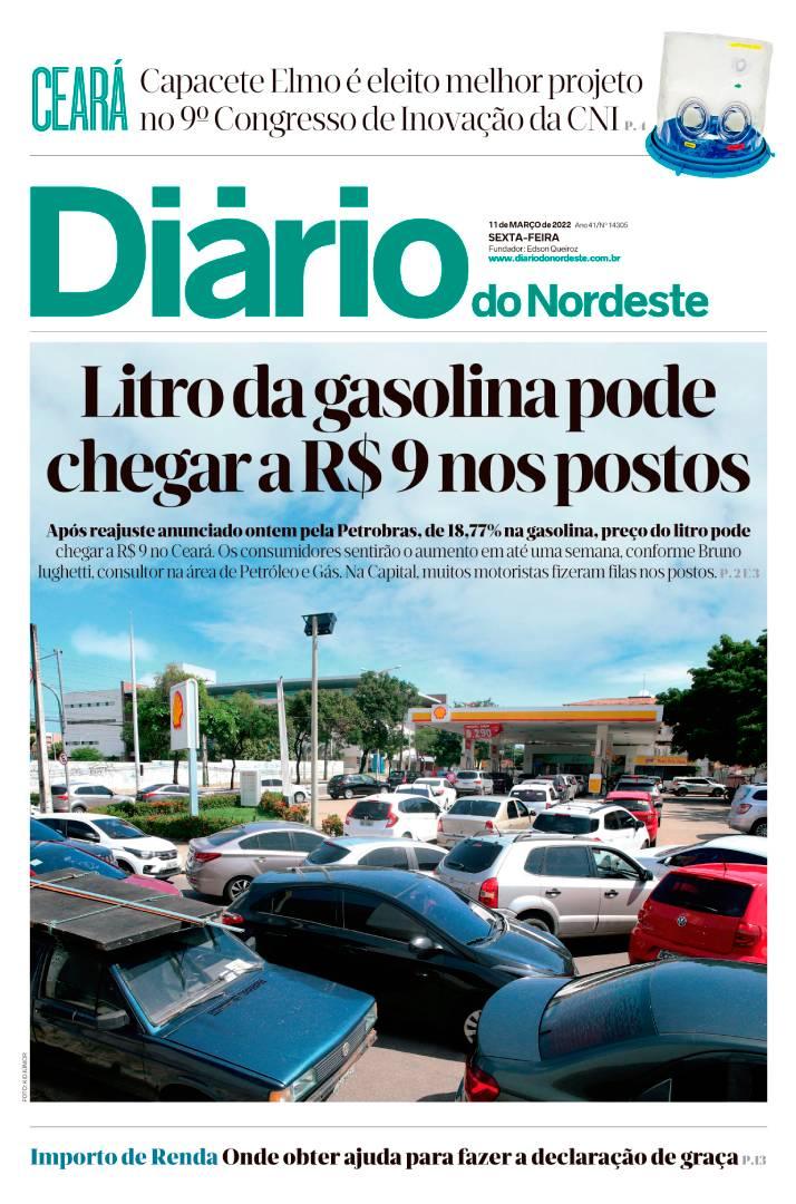 Capa da Edição do dia do jornal Diário do Nordeste