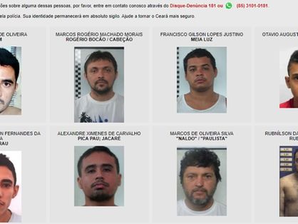 Lista de Mais Procurados da Secretaria da Segurança Pública e Defesa Social do Ceará (SSPDS) reúne 13 criminosos conhecidos há muito tempo pelas autoridades