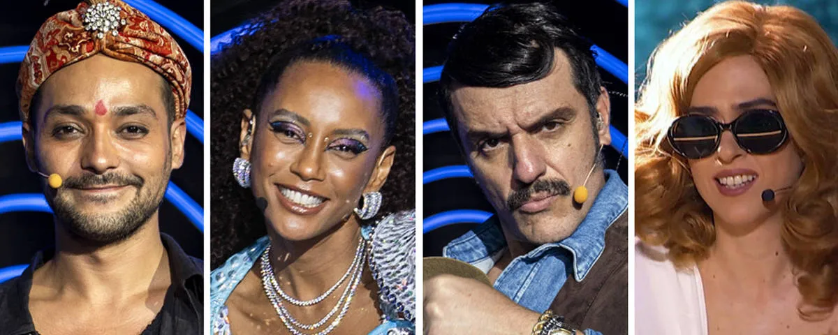 Eduardo Sterblitch, Taís Araujo, Rodrigo Lombardi e Tatá Werneck, respectivamente, com as fantasias do próximo programa