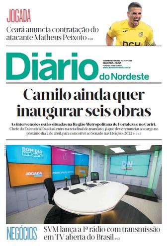 Capa da Edição do dia do jornal Diário do Nordeste