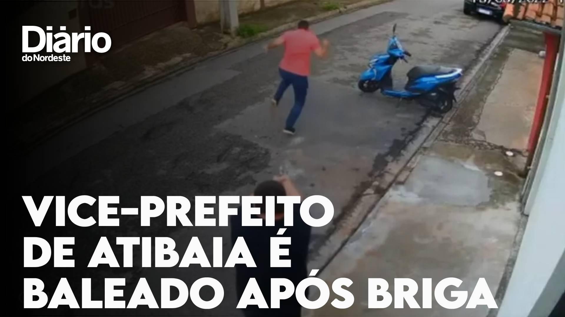 Captura de tela de vídeo de vice-prefeito de Atibaia, baleado em SP, com letreiro escrito 