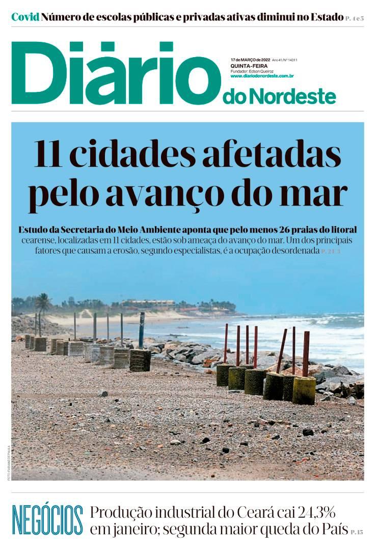 Capa da Edição do dia do jornal Diário do Nordeste
