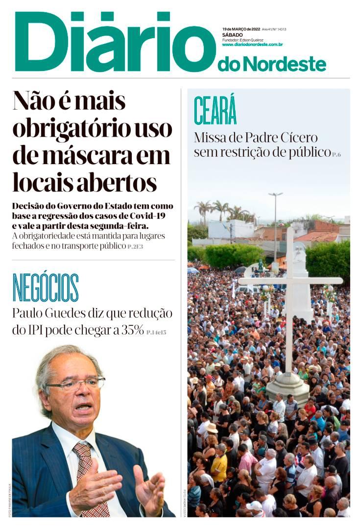 Capa da Edição do dia do jornal Diário do Nordeste