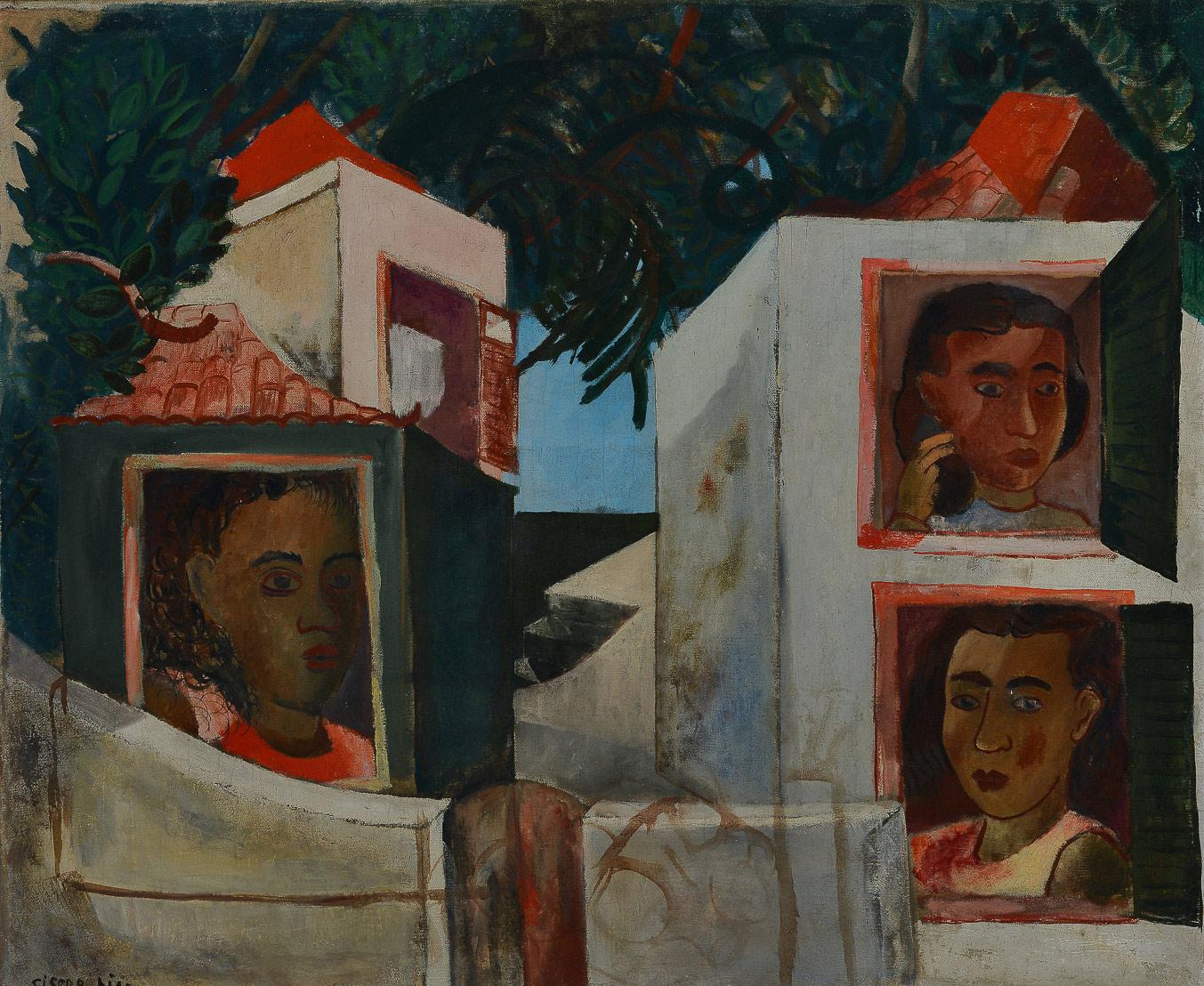 Cícero Dias, Moças na janela, déc. de 1930, óleo sobre tela