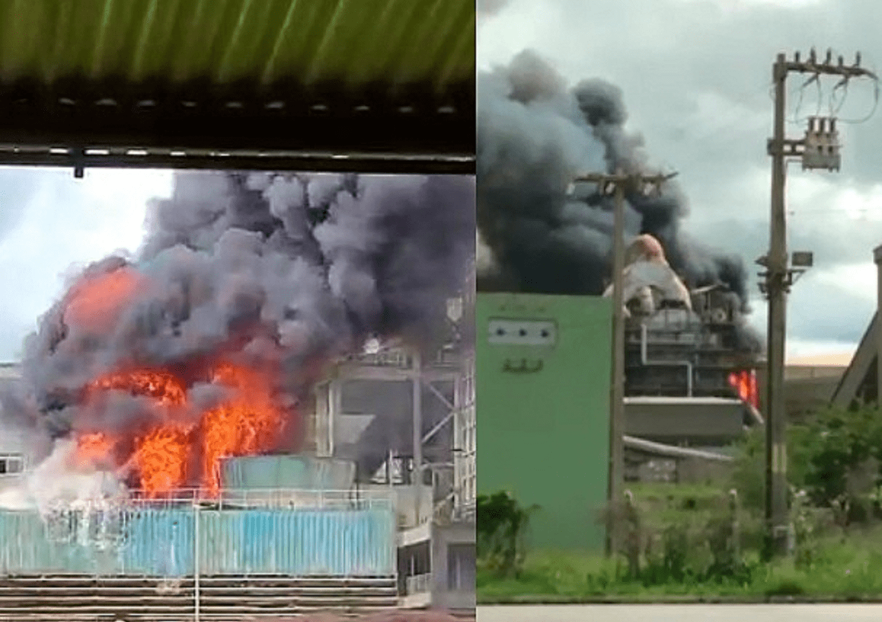 Labaredas e fumaça chamaram atenção de quem mora longe da empresa