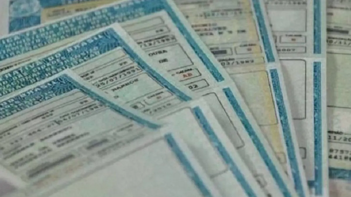 Carteiras de Habilitação Nacional dispostas em uma superfície