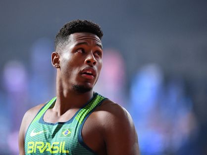 O brasileiro Paulo André Camilo De Oliveira reage após vencer as eliminatórias masculinas de 100m no Campeonato Mundial de Atletismo da IAAF 2019 no estádio Khalifa International em Doha