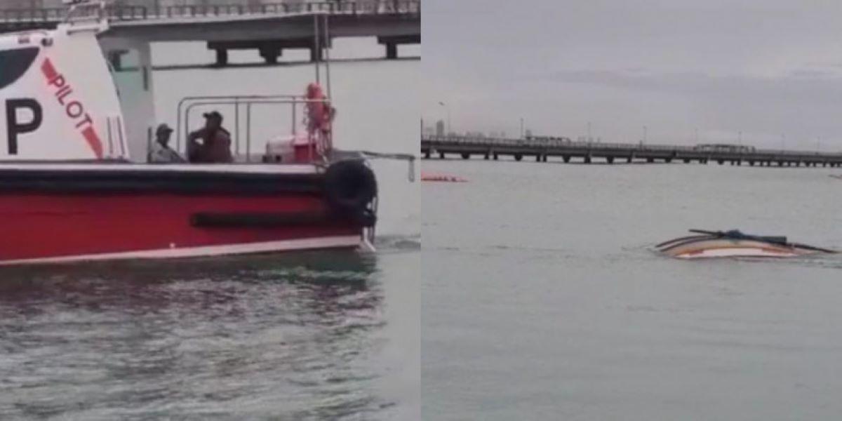 Pescadores sendo resgatados no mar