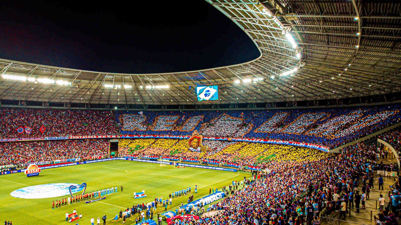 Mosaico do Fortaleza na partida contra o Sport, final da Copa do Nordeste