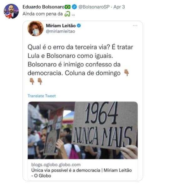 Tuite de Eduardo Bolsonaro