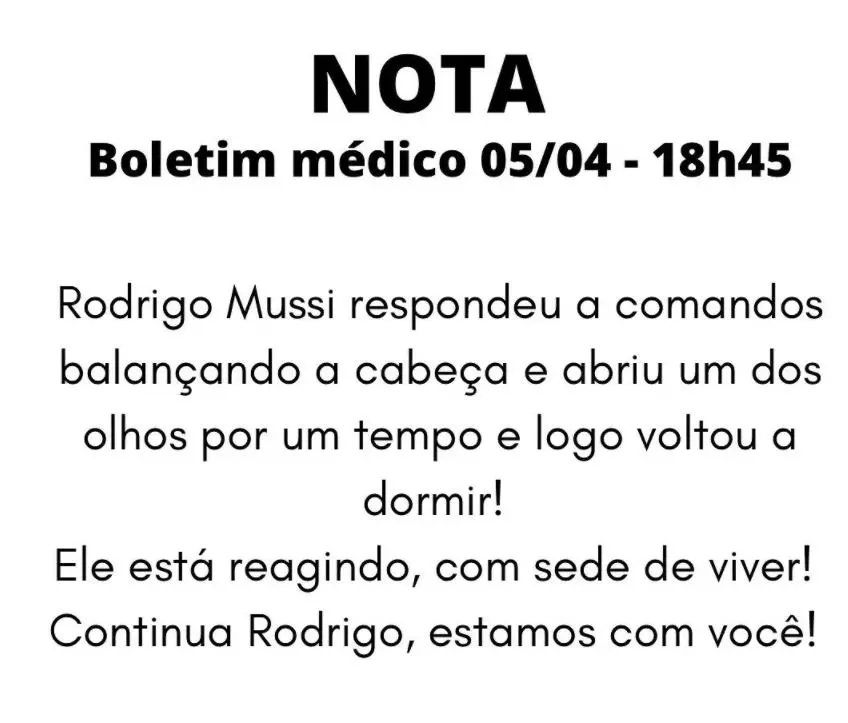 Boletim médico de Rodrigo Mussi