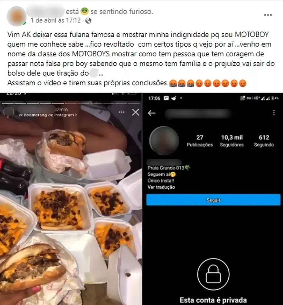 Motoboy lamentou o ocorrido