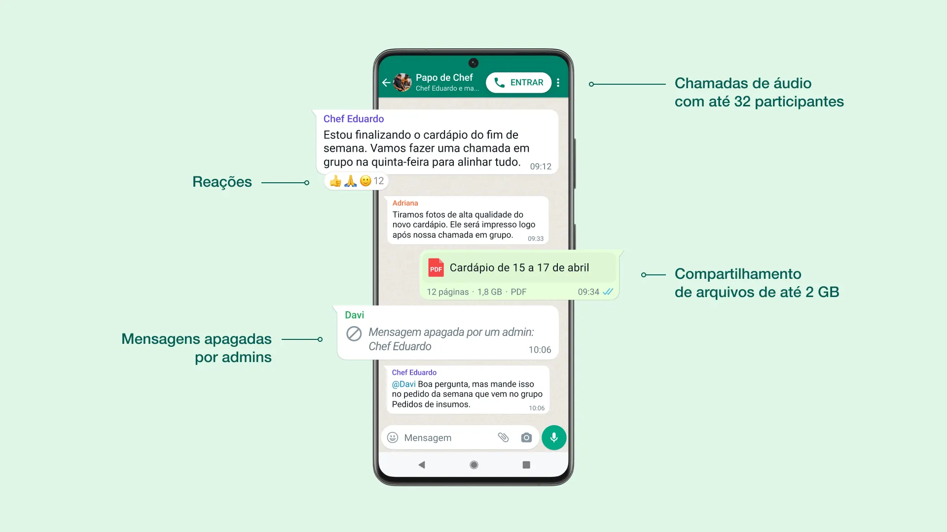 O WhastApp também anunciou melhorias na maneira como os grupos funcionam