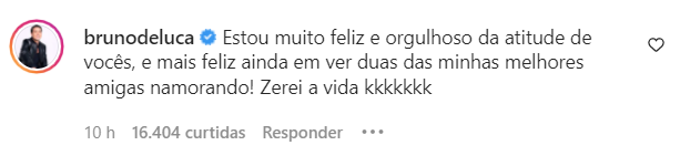 Bruno de Luca comenta em postagem de Fernanda Souza