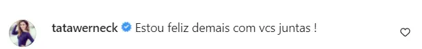 Tata Werneck comenta em postagem de Fernanda Souza