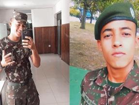 Montagem com duas otos de jovem encontrado morto usando uniforme do Exército Brasileiro
