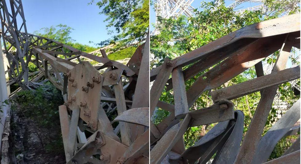 torre de telefonia que desabou sobre homens