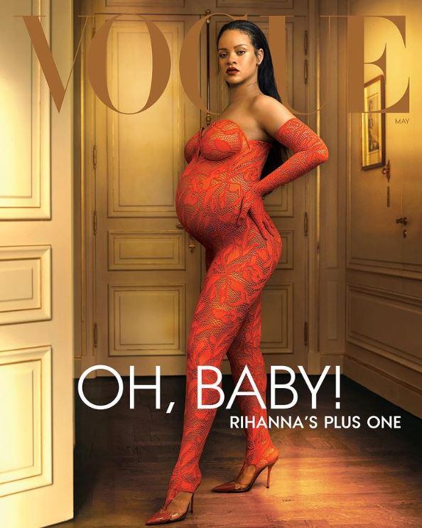 Rihanna, grávida, na capa da revista Vogue