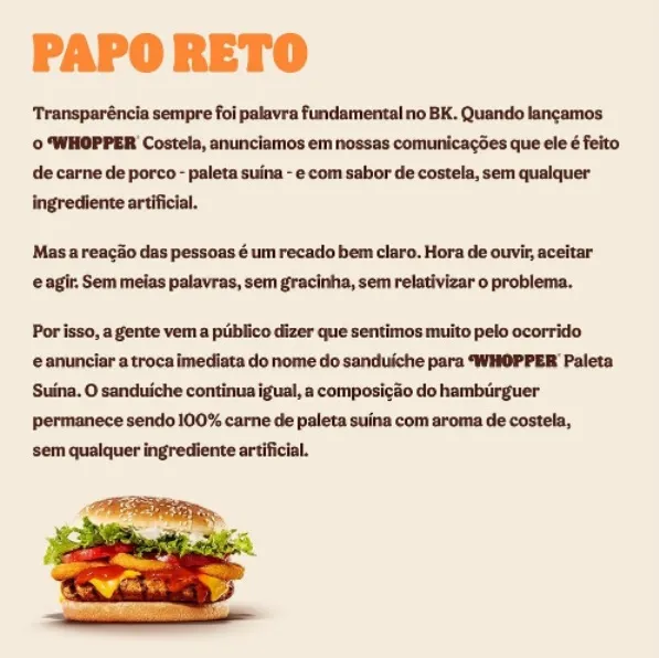 Burger King anuncia troca do nome do sanduíche nas redes sociais