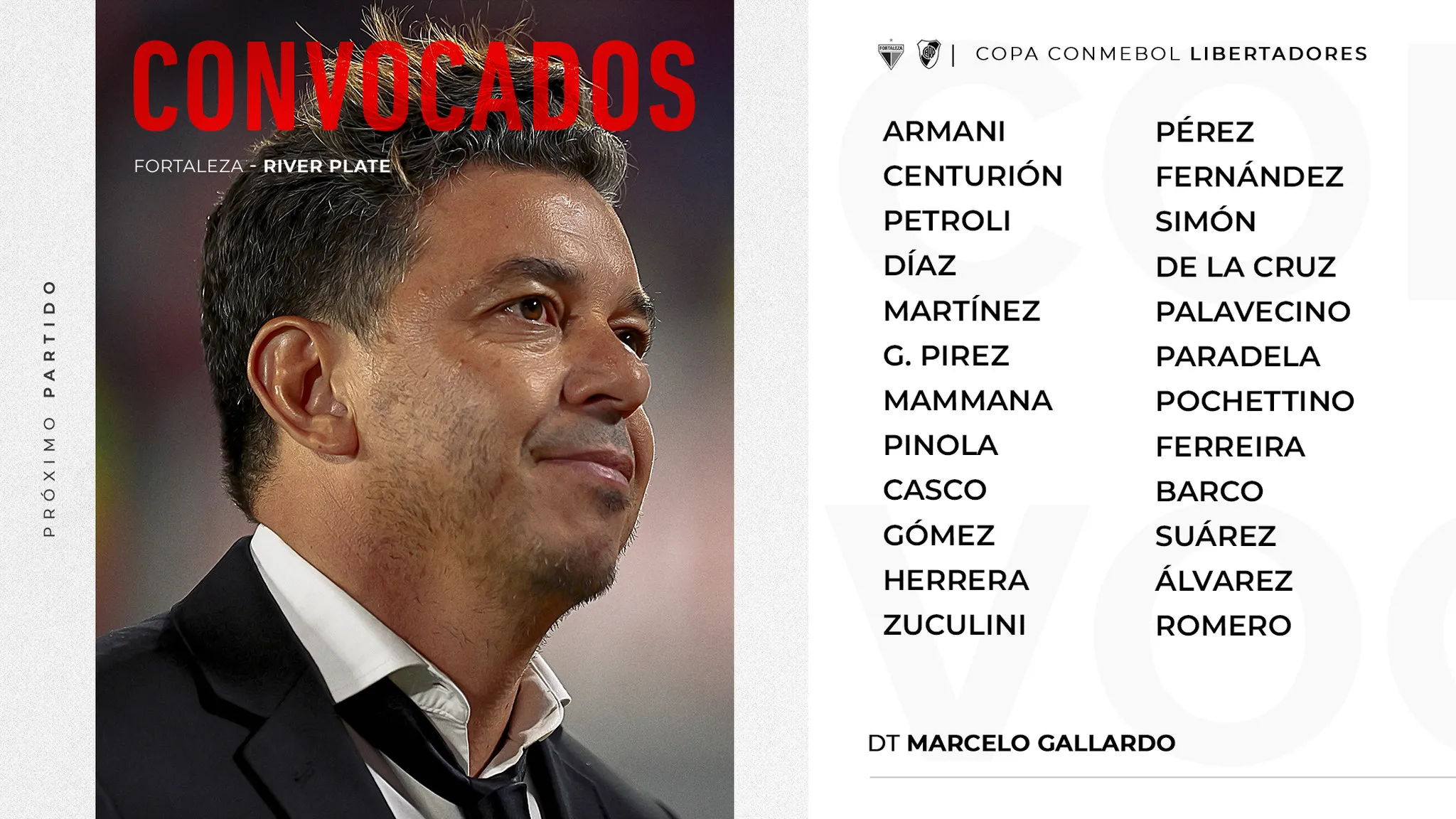Relacionados do River Plate para a partida contra o Fortaleza