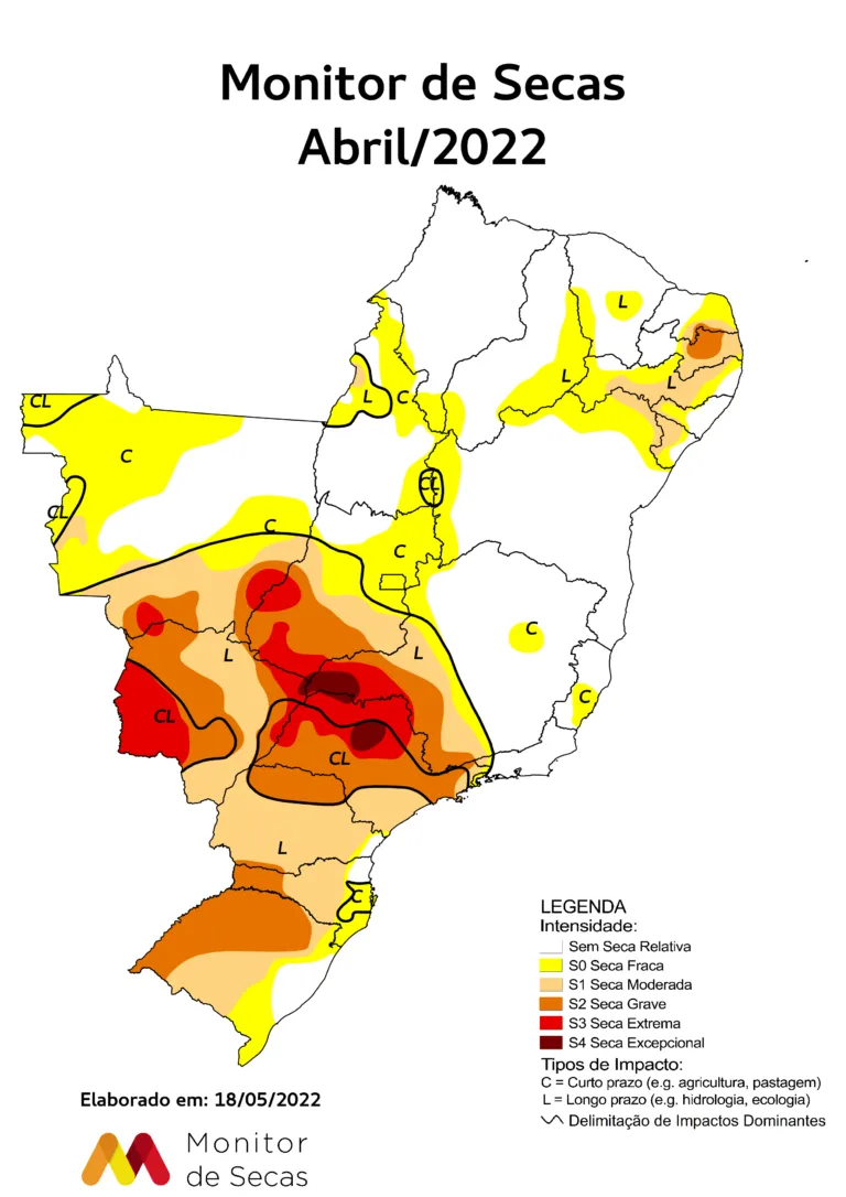 Apenas 18,87% do território apresenta seca fraca