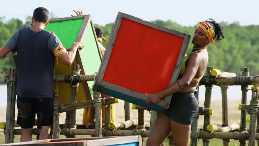 Flávia e Leonardo em prova com cubos pesados em no limite