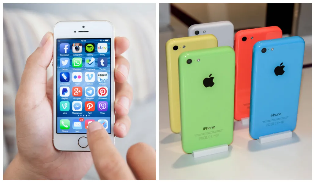 Os modelos 5 e 5c do iPhone foram lançados em 2012 e 2013, respectivamente