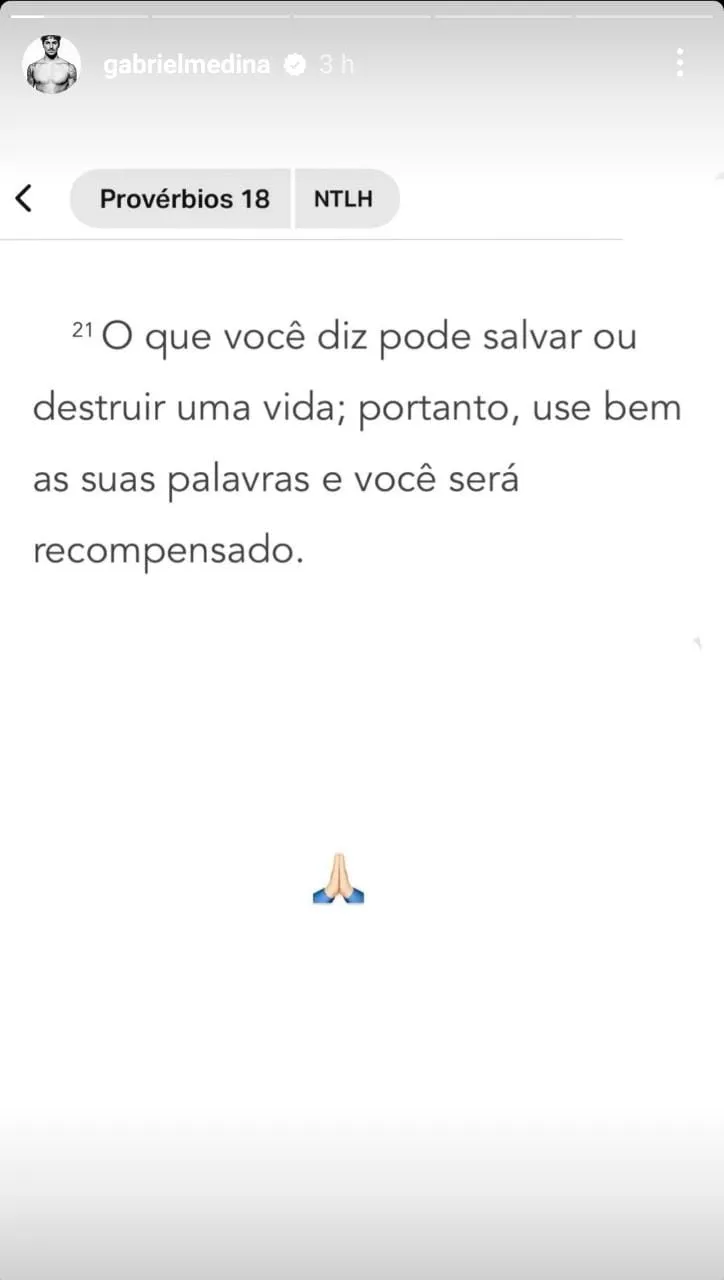 Postagem do surfista Gabriel Medina