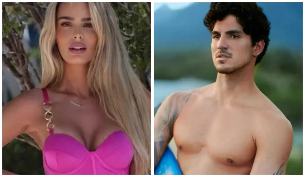 Yasmin Brunet e Gabriel Medina em foto dividida