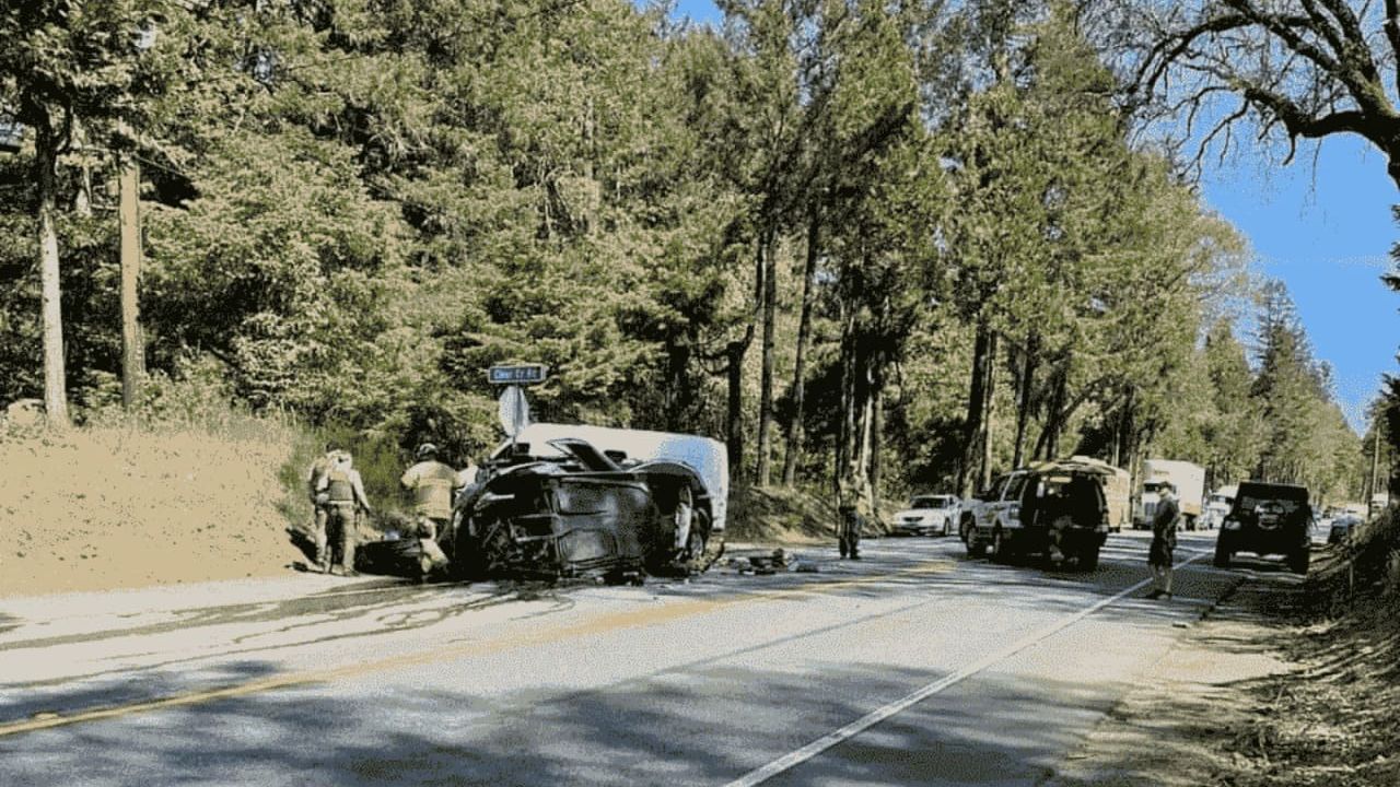 Imagem mostra o fusca Dodongo em acidente nos Estados Unidos