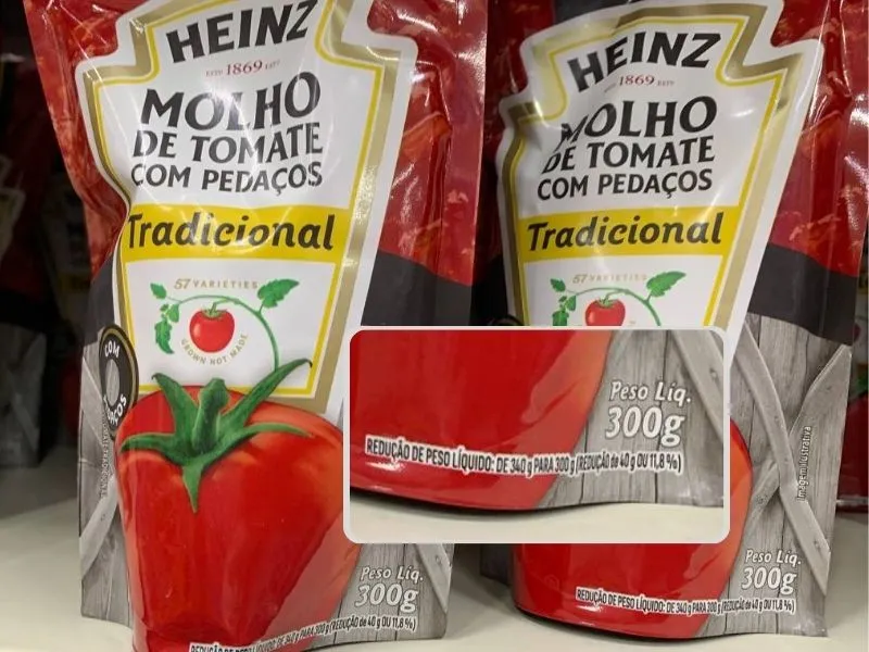Redução do peso do molho de tomate foi de 11,8%