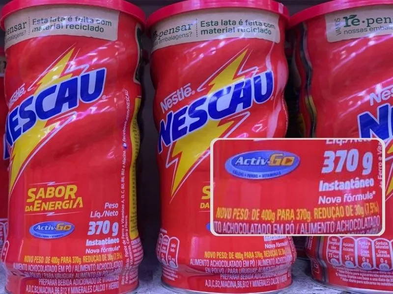 Redução do volume do achocolatado em pó foi de 7,5%