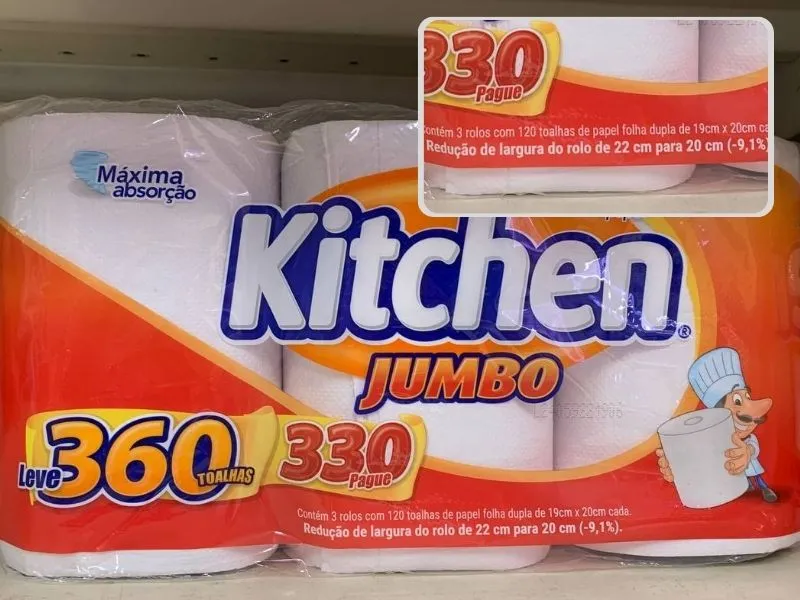 Tamanho do rolo de toalhas de papel sofreu redução de 9,1%