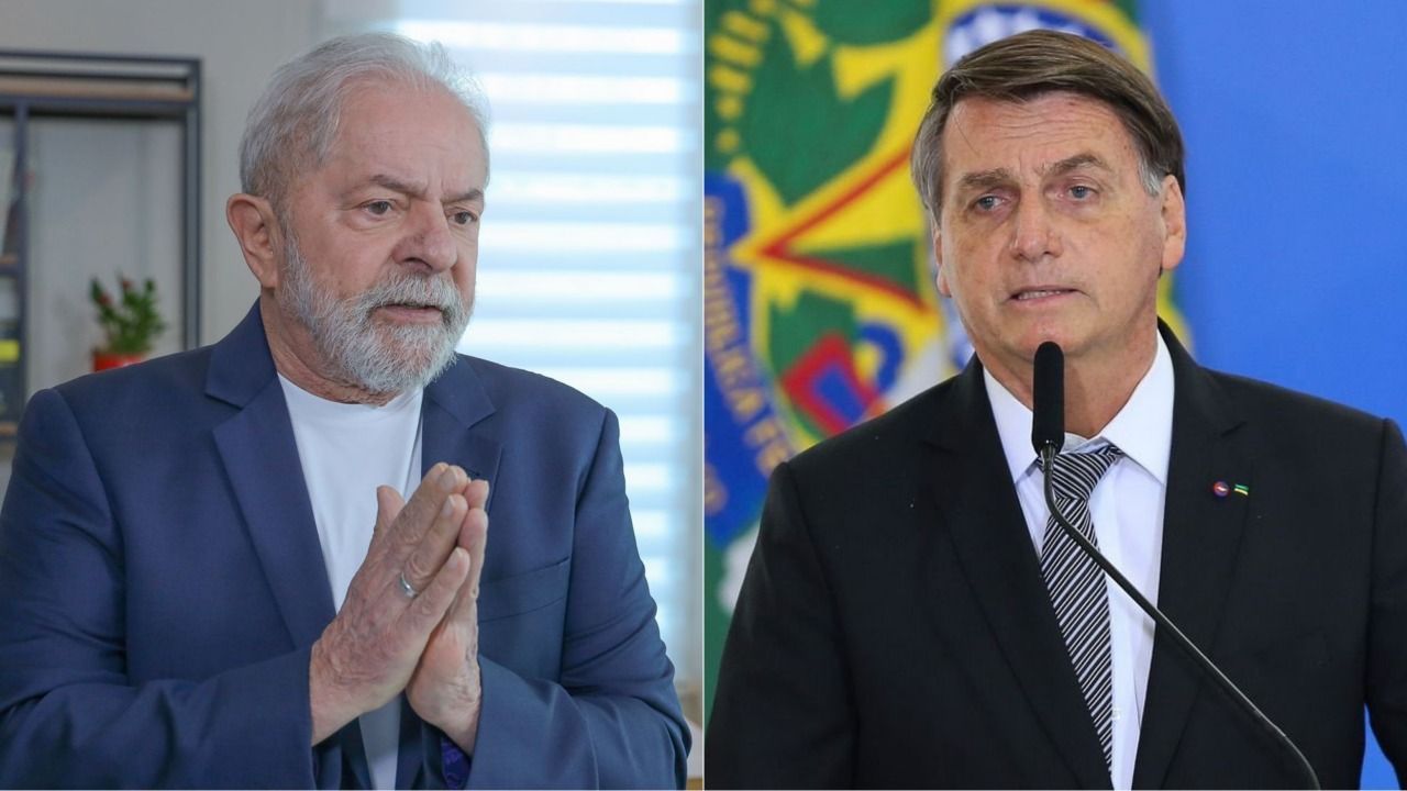 Lula e Jair Bolsonaro em montagem de fotos lado a lado