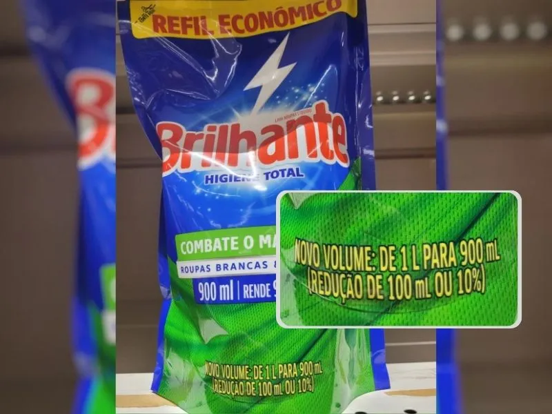 Volume do sabão líquido reduziu em 10%