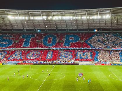 Imagem mostra mosaico em estádio de futebol