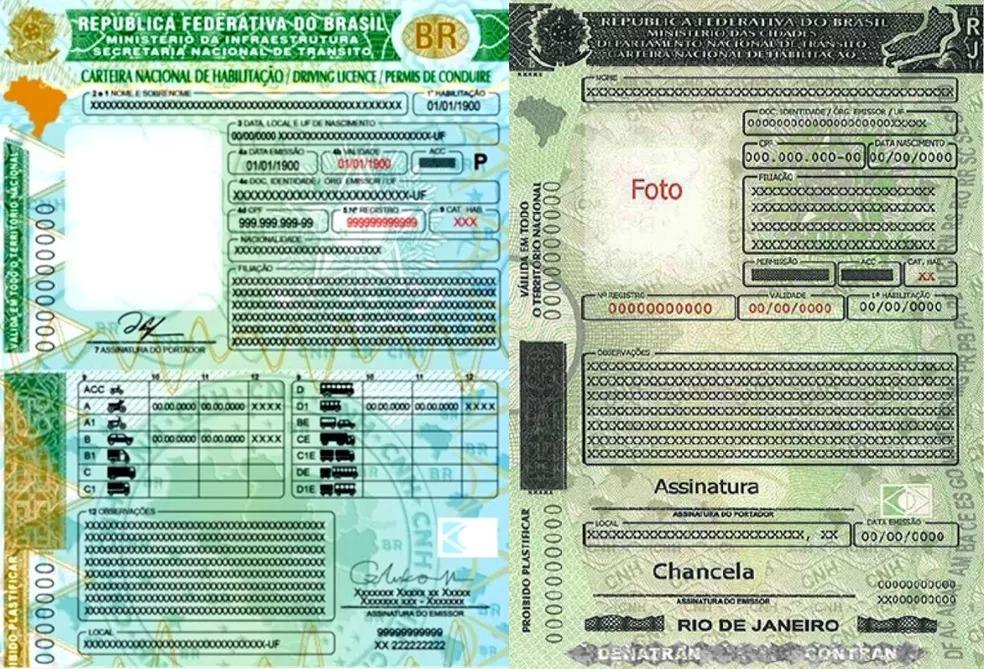 Print do modelo novo e antigo da CNH