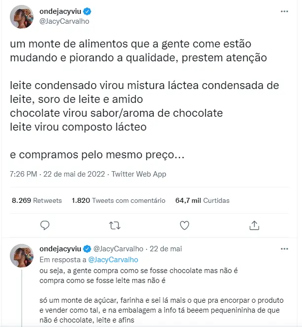 Print do Twitter diz: