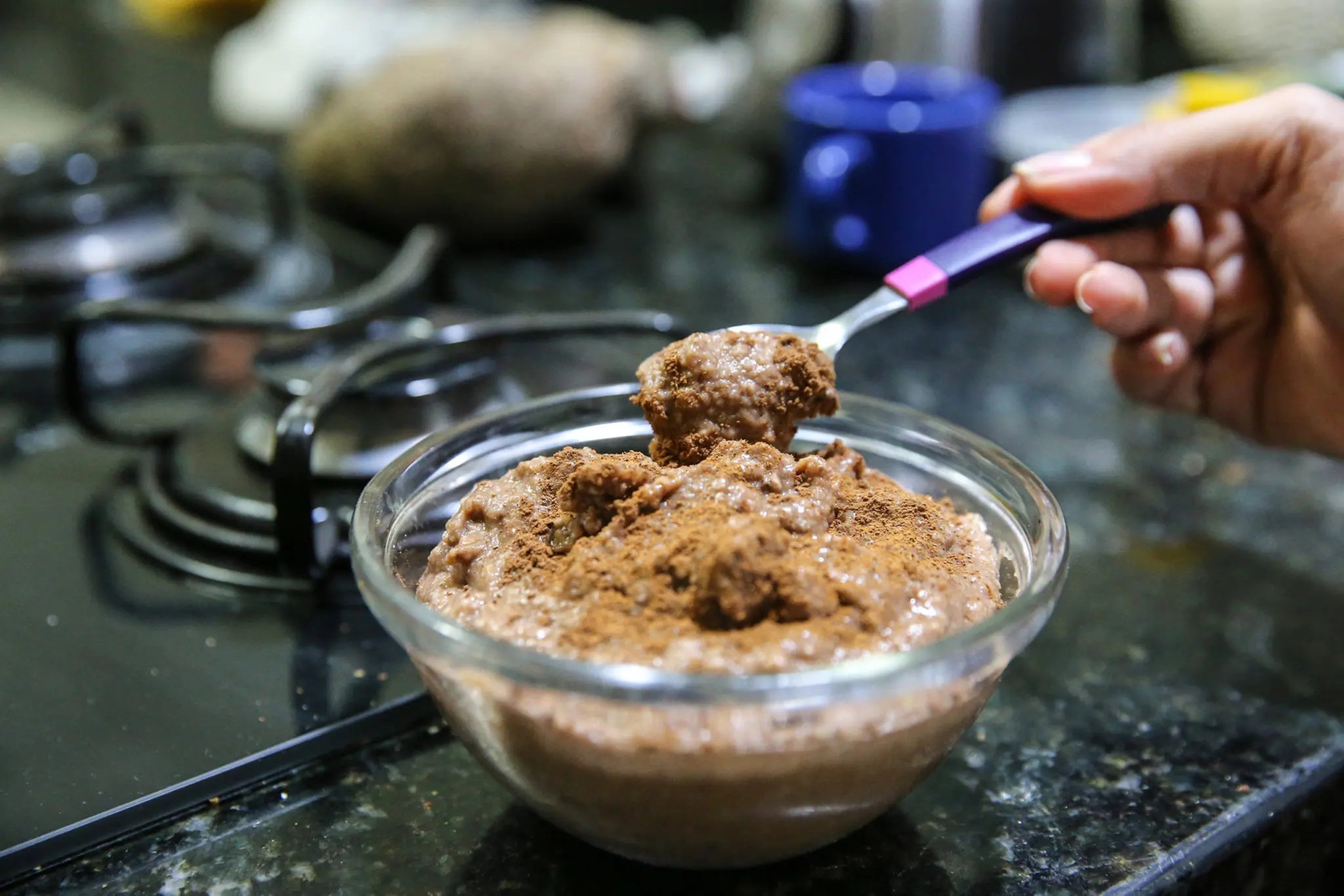 Mousse de cacau e inhame