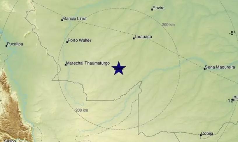 Epicentro do terremoto no Acre