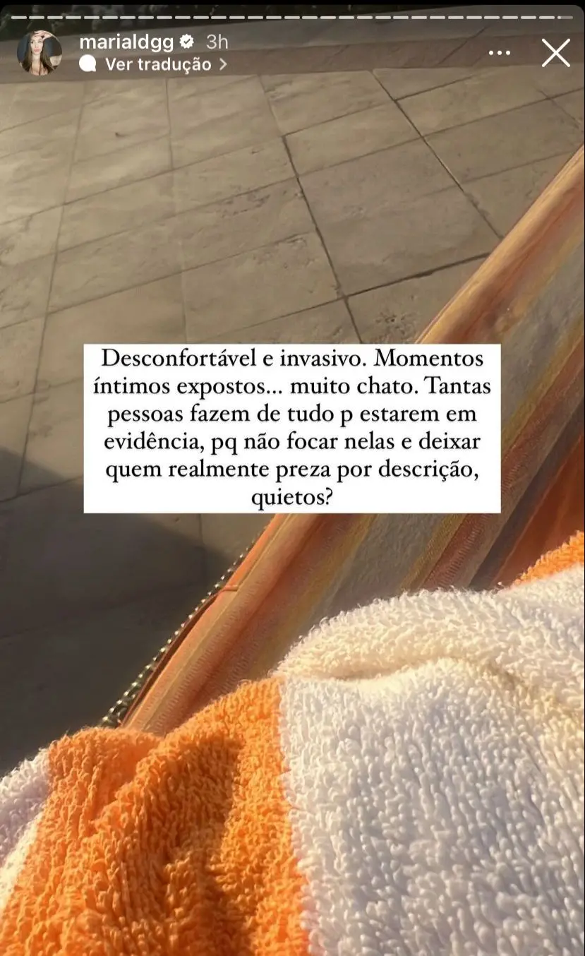 Desabafo de Maria Lina nos Stories do Instagram.