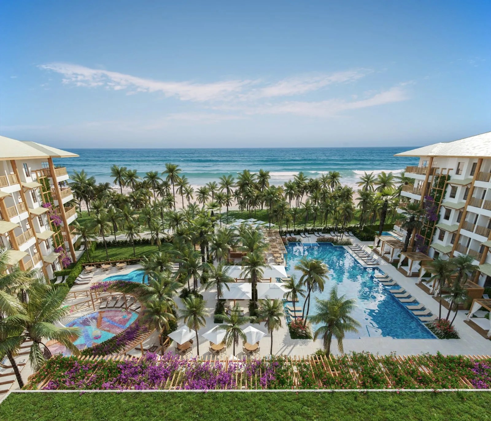 O resort terá uma vasta área social e de lazer