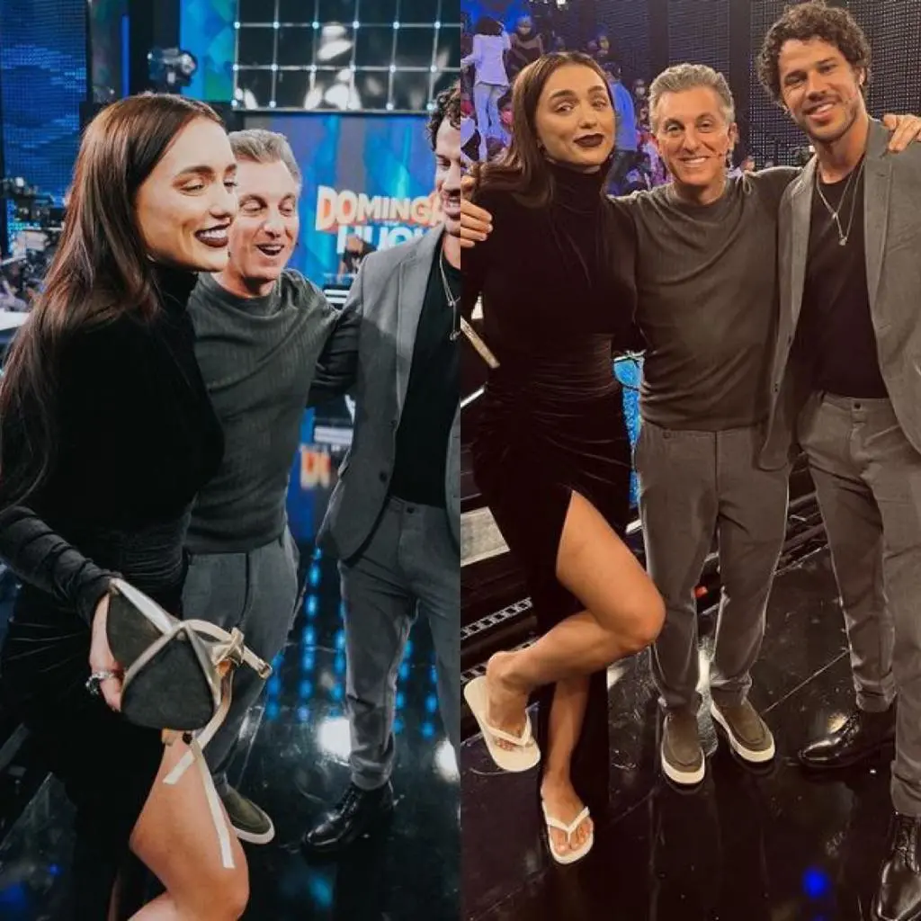 Rafa Kalimann, José Loreto e Luciano Huck no Domingão