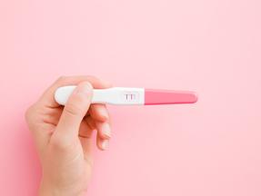 Teste de gravidez positivo baixado do Shutterstock