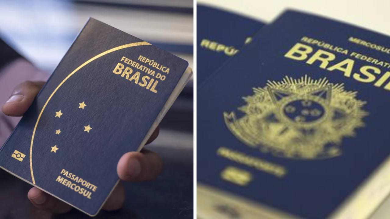 Montagem compara as capas do antigo e do novo passaporte