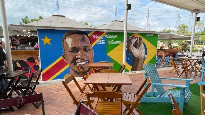 Quiosque em homenagem a Moïse Kabagambe no Parque Madureira, no Rio de Janeiro