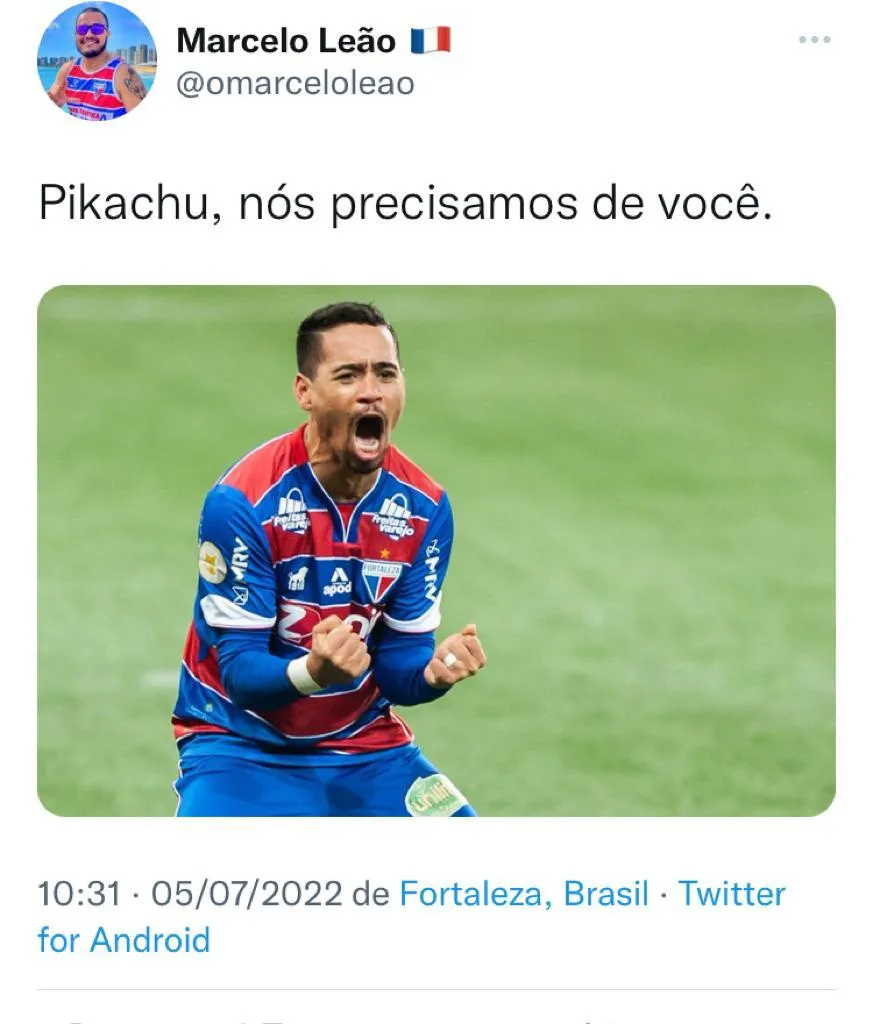 Torcedores do Fortaleza comentam possível saída de Pikachu.